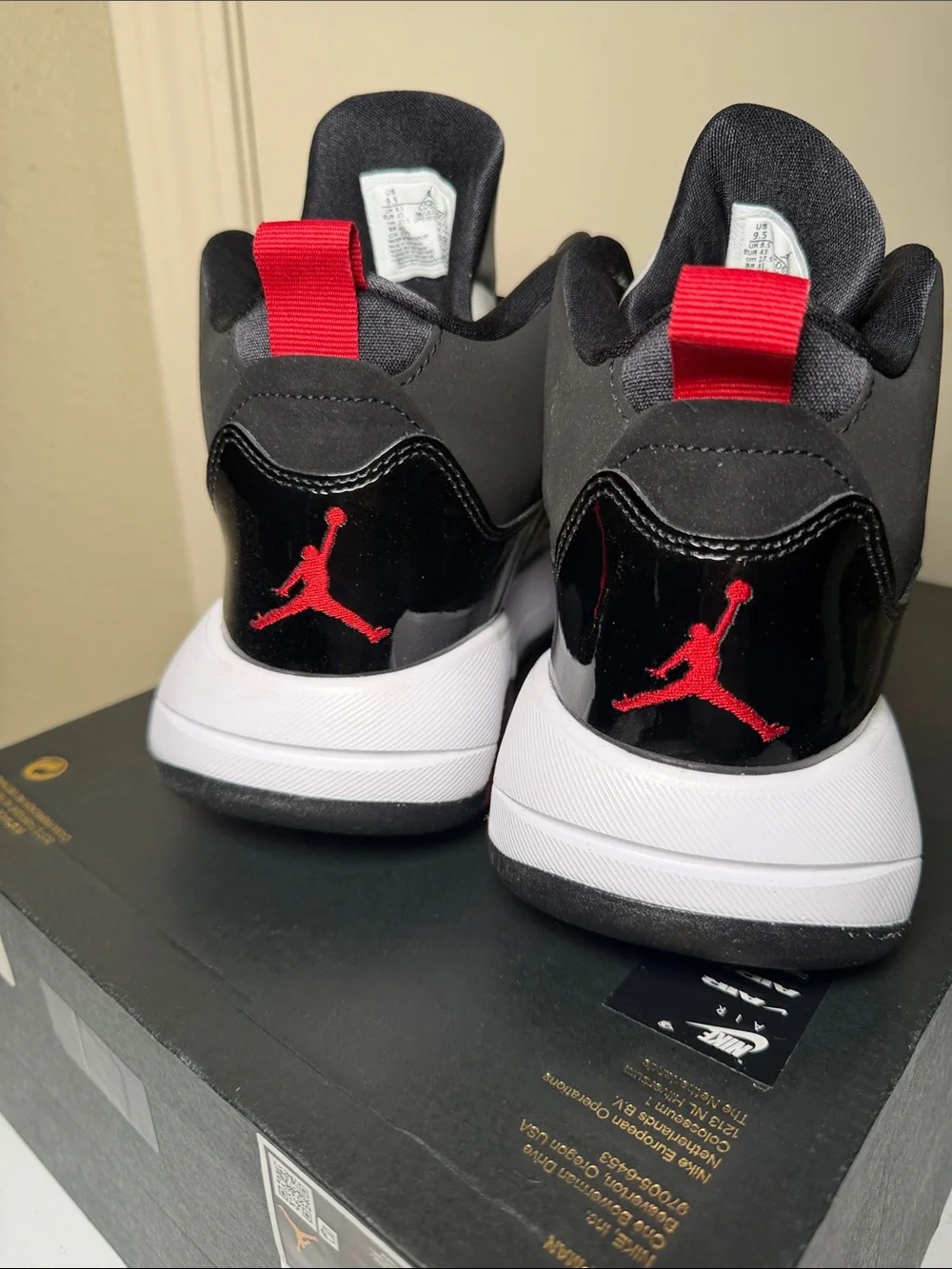 Jordan Kids Black, Red and White High-Top Sneakers